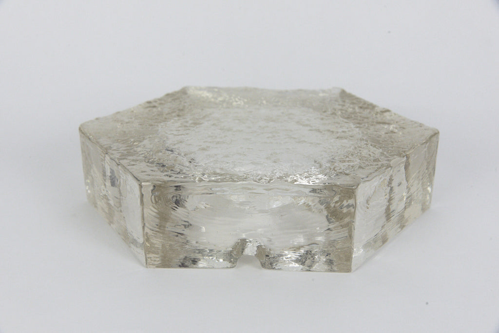 Heavy vintage glass hexagon ashtray