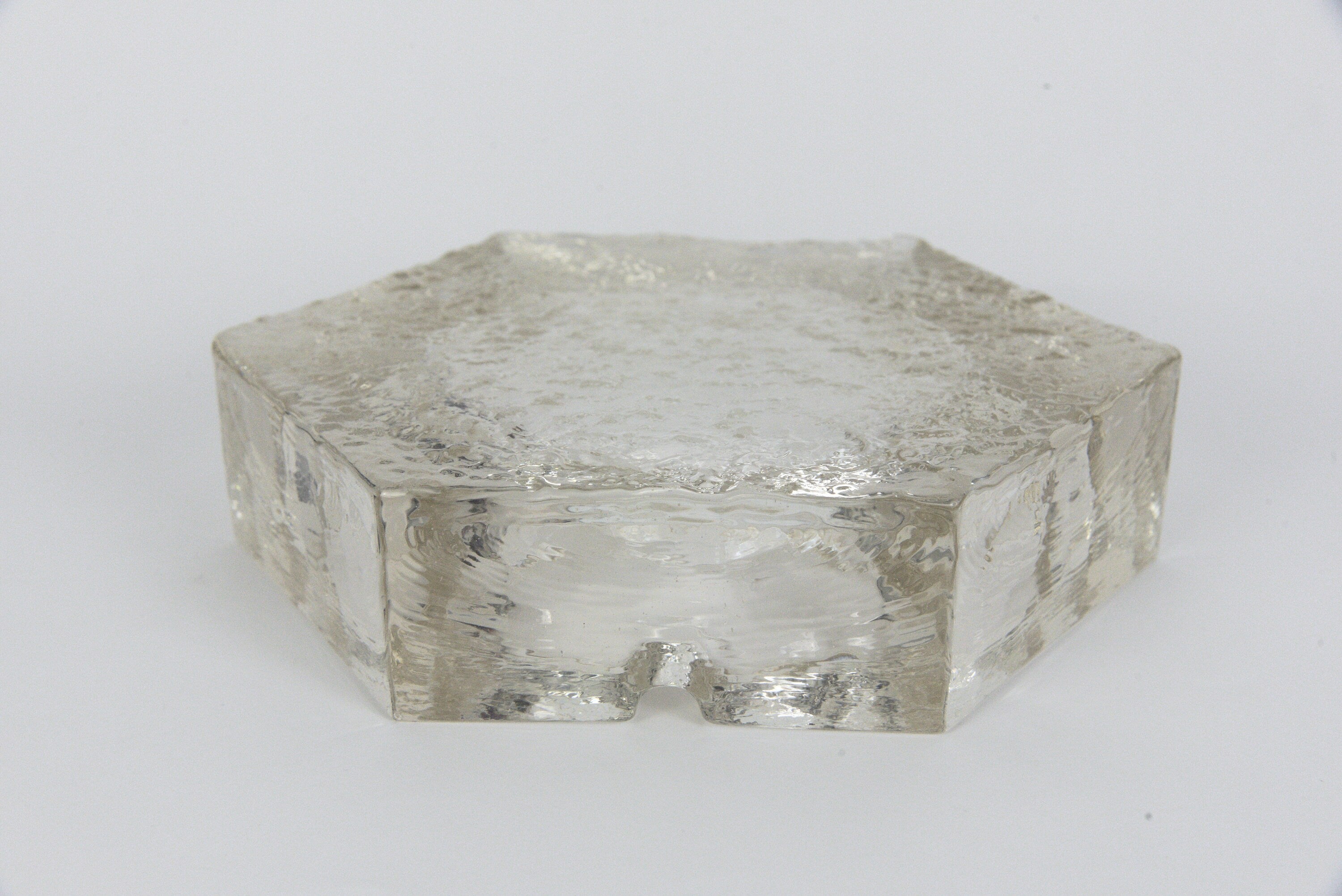 Heavy vintage glass hexagon ashtray