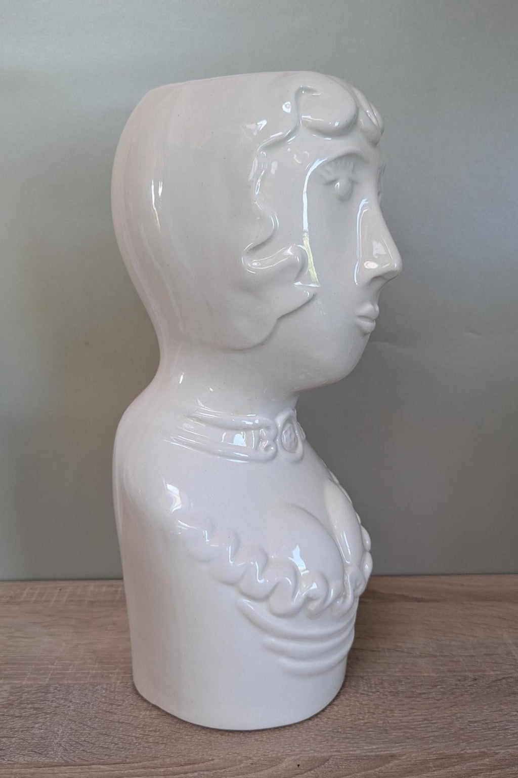 White Woman Bust Vase Planter Italian 1970s