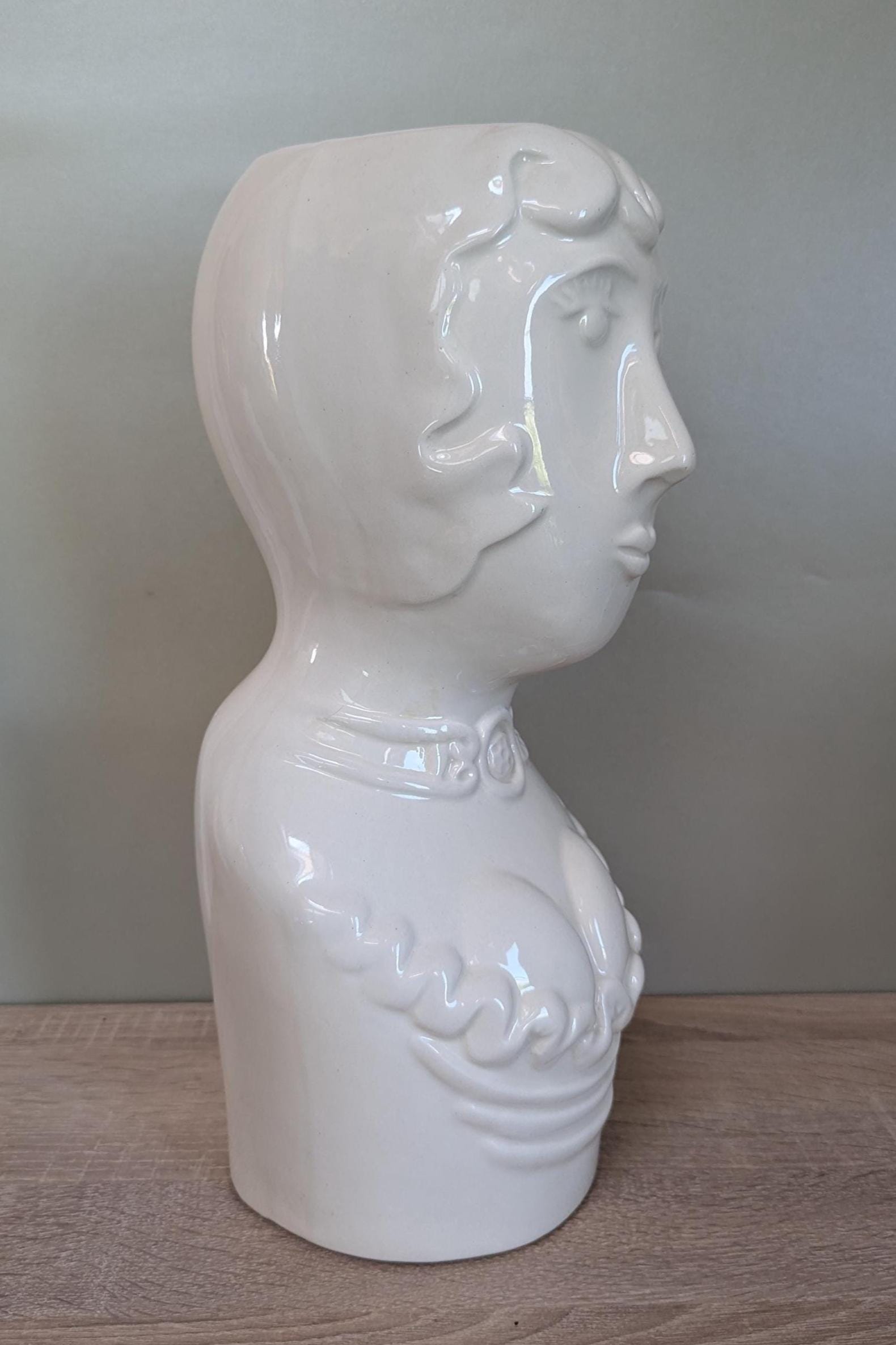 White Woman Bust Vase Planter Italian 1970s