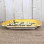 Vallauris A Ferlay Yellow Ceramic Platter with 3D Cicada, Provencal Landscape, French Pottery 1950s, Wall Decor or Serving Dish