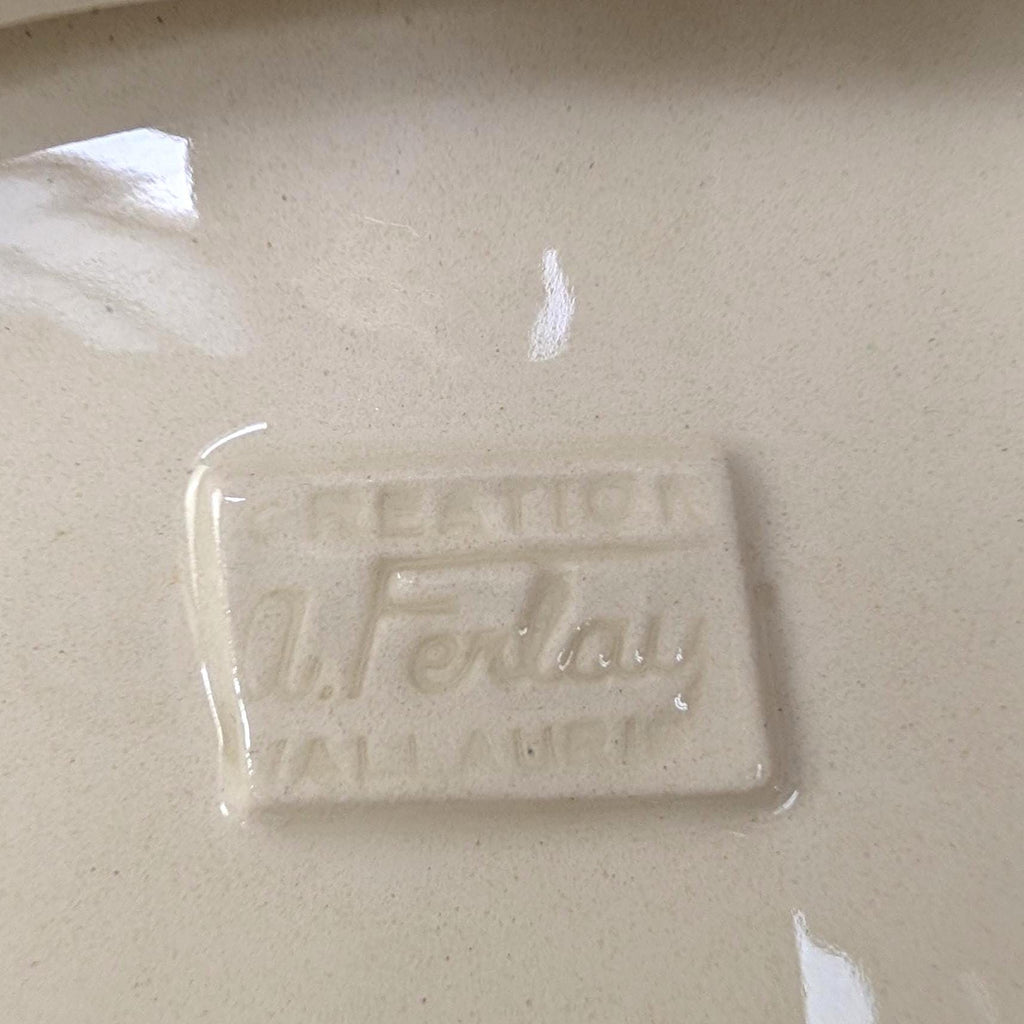 Vallauris A Ferlay Yellow Ceramic Platter with 3D Cicada, Provencal Landscape, French Pottery 1950s, Wall Decor or Serving Dish