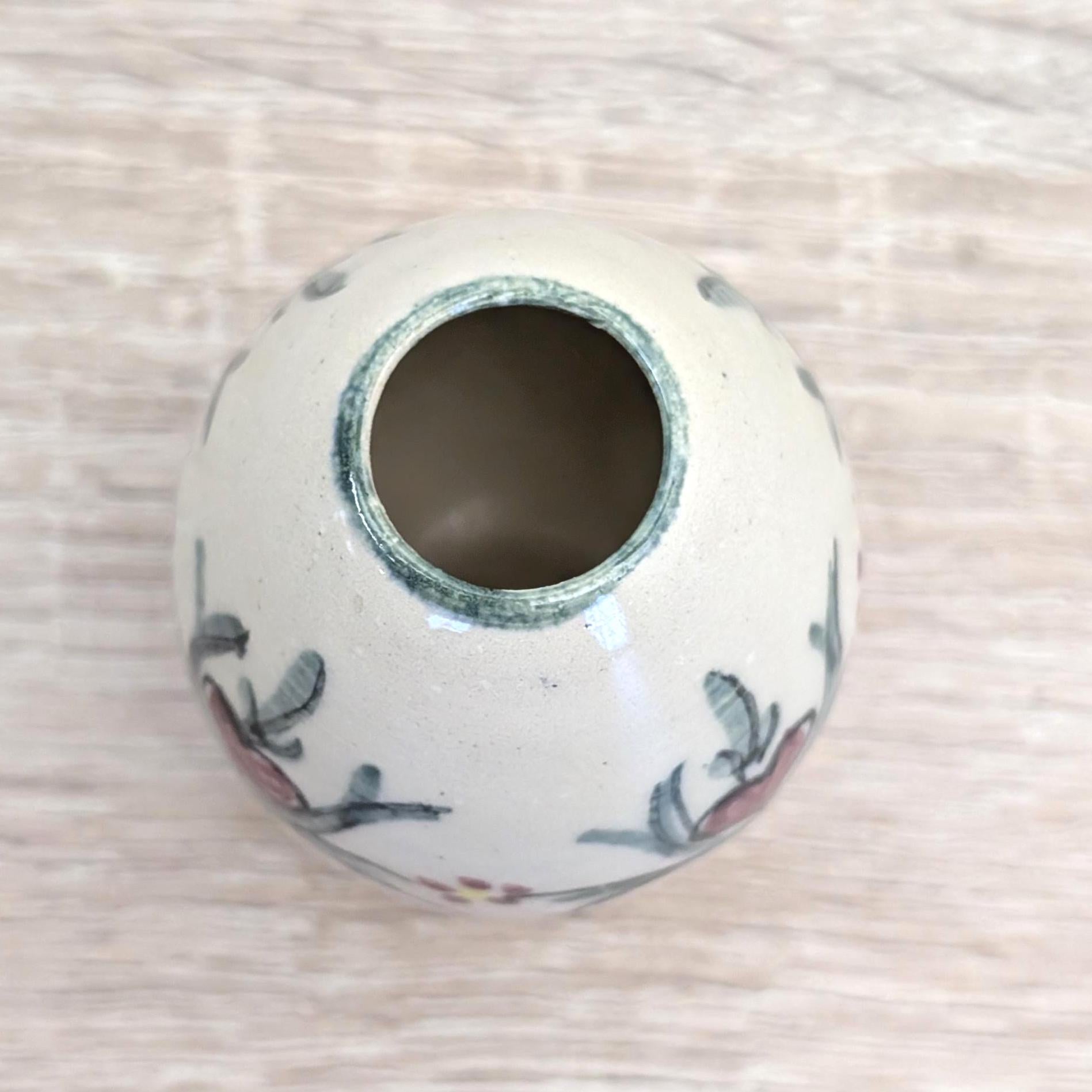 Vintage Studio Pottery Bud Vase, Hand Painted Ceramic Mini Vase, European, Mid Century