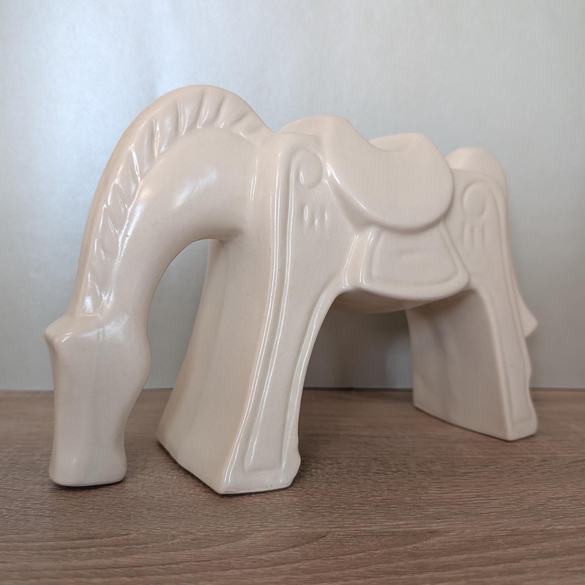 Vintage IKEA White Ceramic Horse Figurine, Modern Scandinavian Decor, Vietnam Production, 2000s Collectible Sculpture