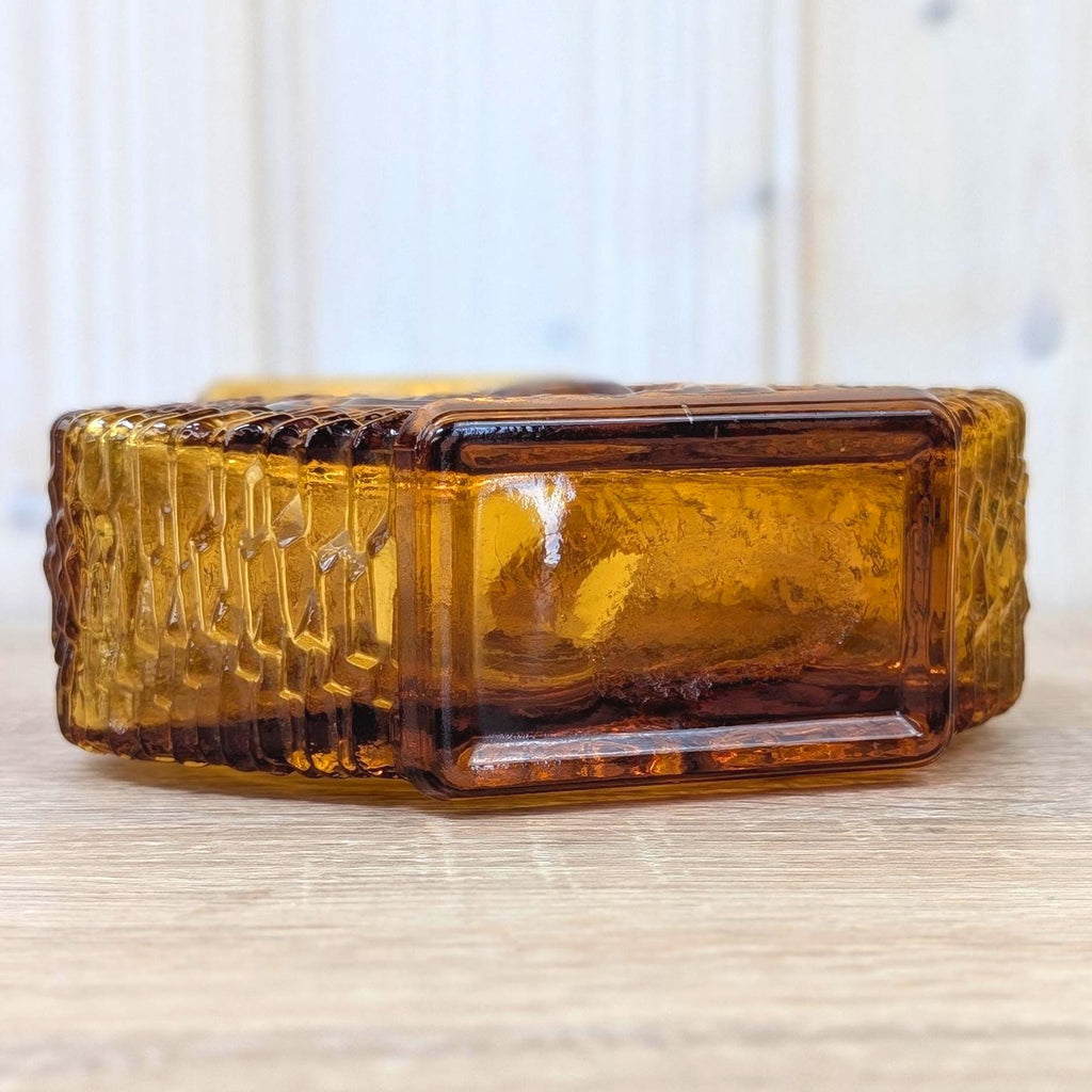 Oberglas Eye Amber Glass Vase Pressed Glass Austria, 1970s
