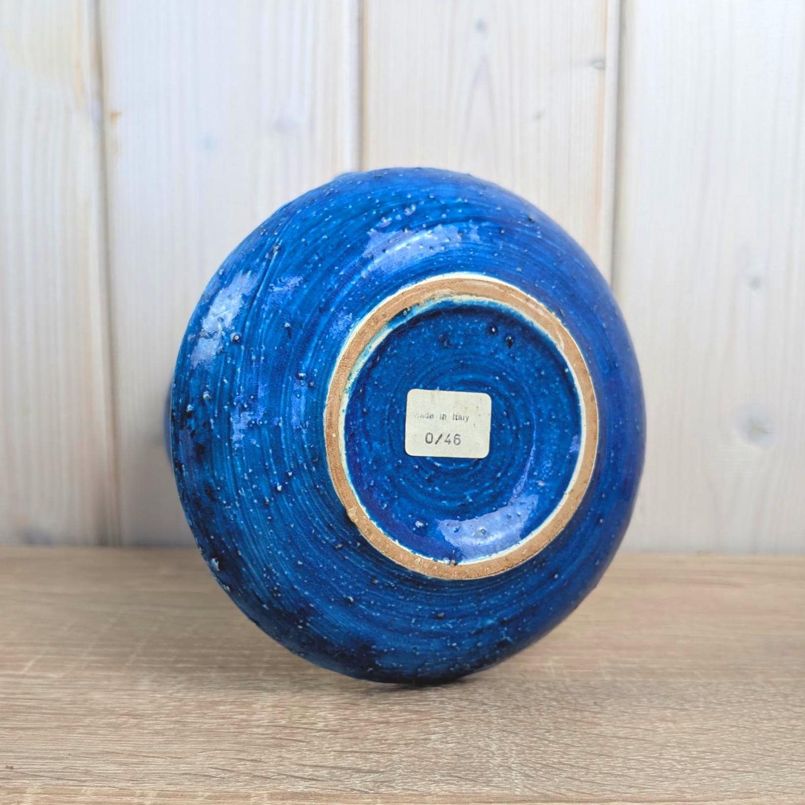 Bitossi Ikano Blue Chamberstick Candle Holder, Aldo Londi, Made in Italy, 1960s
