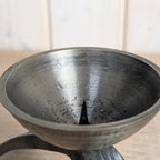Brutalist Forged Iron Candleholder, Sculptural Two-Leg Base, Metal Cup, Mid Century Modern, 1960s