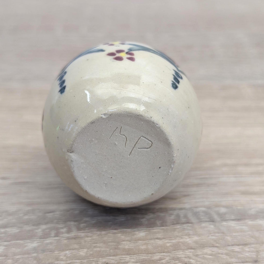 Vintage Studio Pottery Bud Vase, Hand Painted Ceramic Mini Vase, European, Mid Century