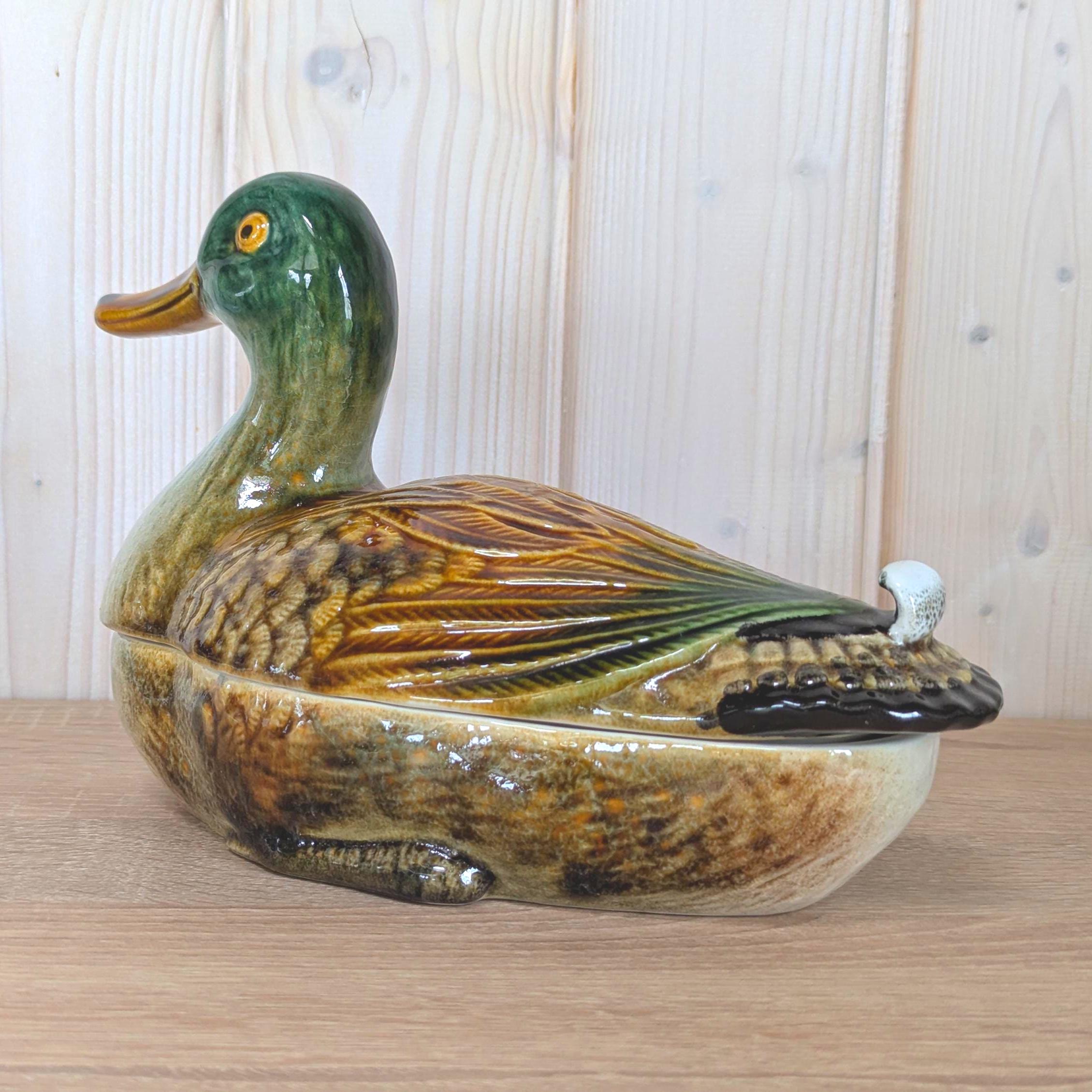 Subtil Portugal Mallard Duck Tureen, Ceramic Lidded Dish, P62A, Vintage 1970s