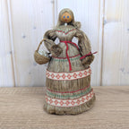 Polish Sisal Folk Doll Set of 3, Mother with Girl and Boy, PRL State Craft, Hand Made Poland, Folk Art, 1960s 1970s