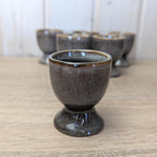 Vintage Grey Stoneware Egg Cups Set of 6, Rustic Ceramic, Mid Century Tableware
