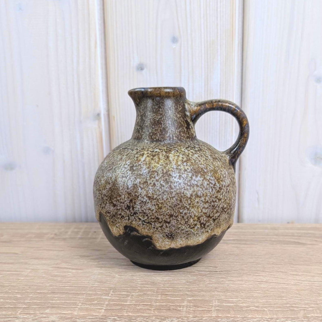 Ruscha 304 Fat Lava Jug, West German Pottery, Beige Brown Black Drip Glaze, 1960s Vintage Ceramics
