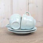 Pagnossin Italy Cup and Saucer Set of 6, Celadon Mint Green, Treviso Italian Pottery, 1960s Vintage Tableware