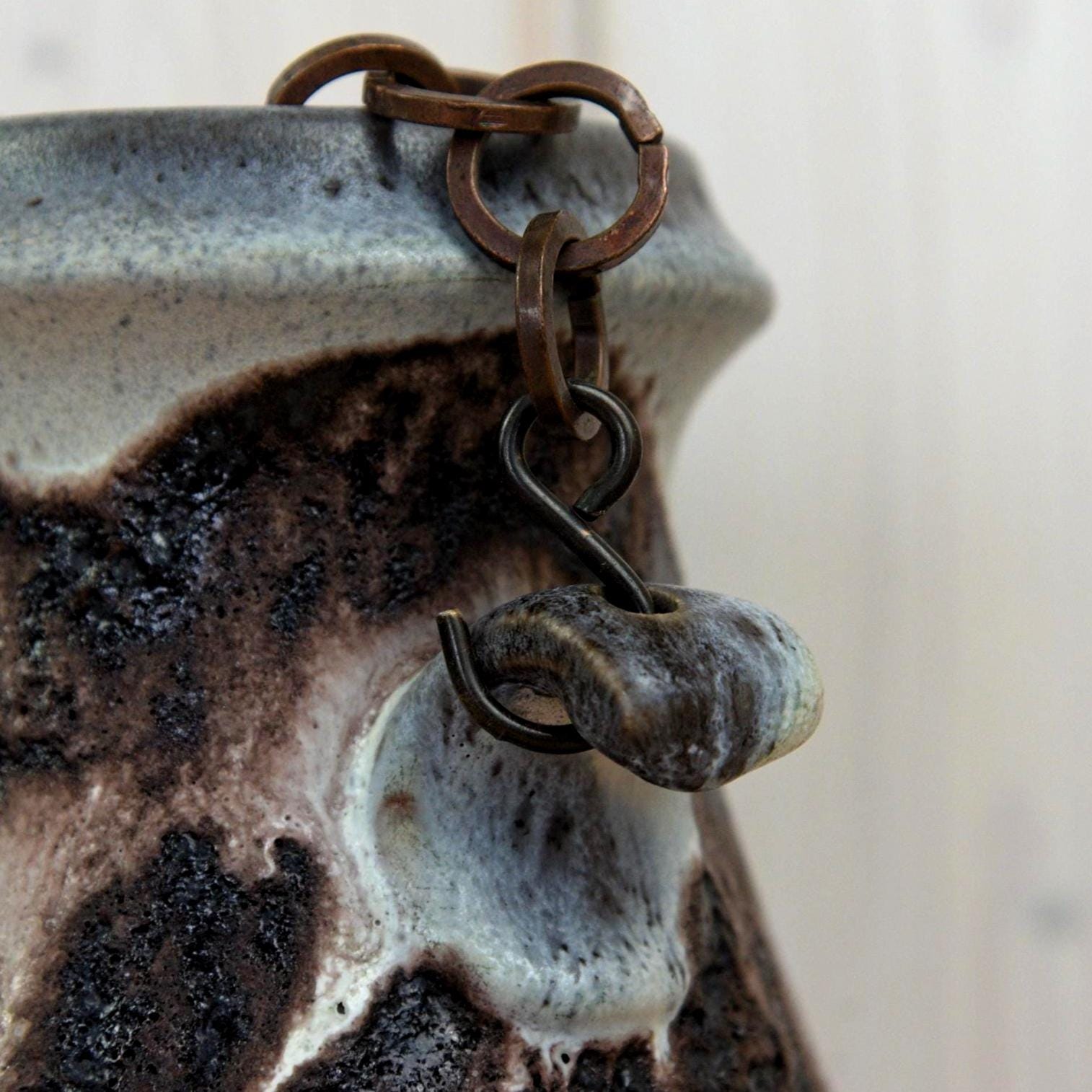 Dumler Breiden 1180-20 Vase West Germany, Mid Century Ceramic with Chain Handles, Fat Lava Pottery