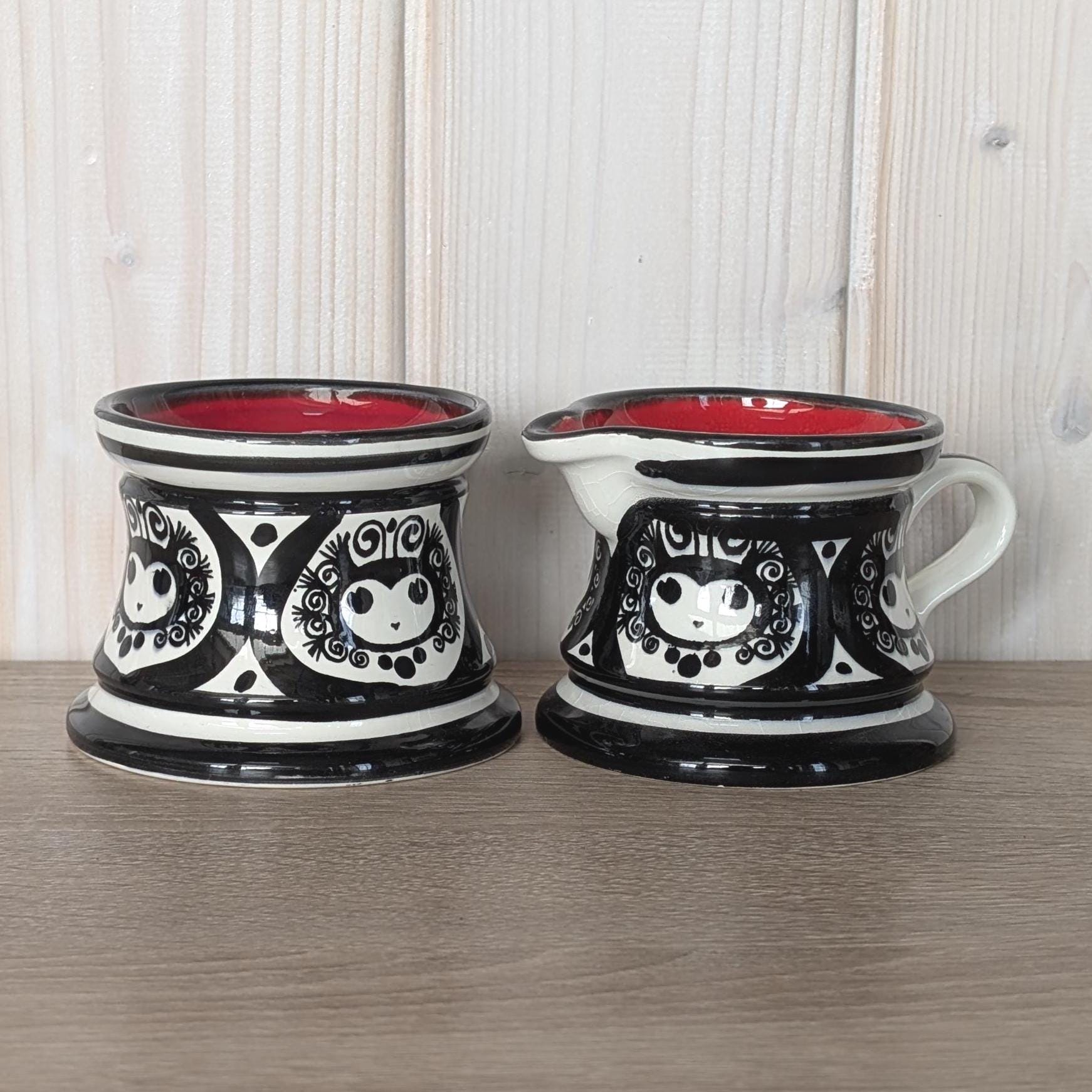 Mon Amour, Ceramic Cream Sugar Set, Schramberg Germany, Vintage 1950s