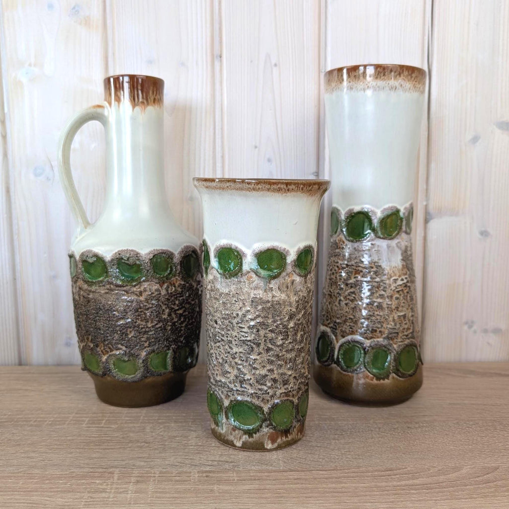 Strehla DDR Vase Green Lava Glaze Fat Lava, 1960s, Choose Your Variant