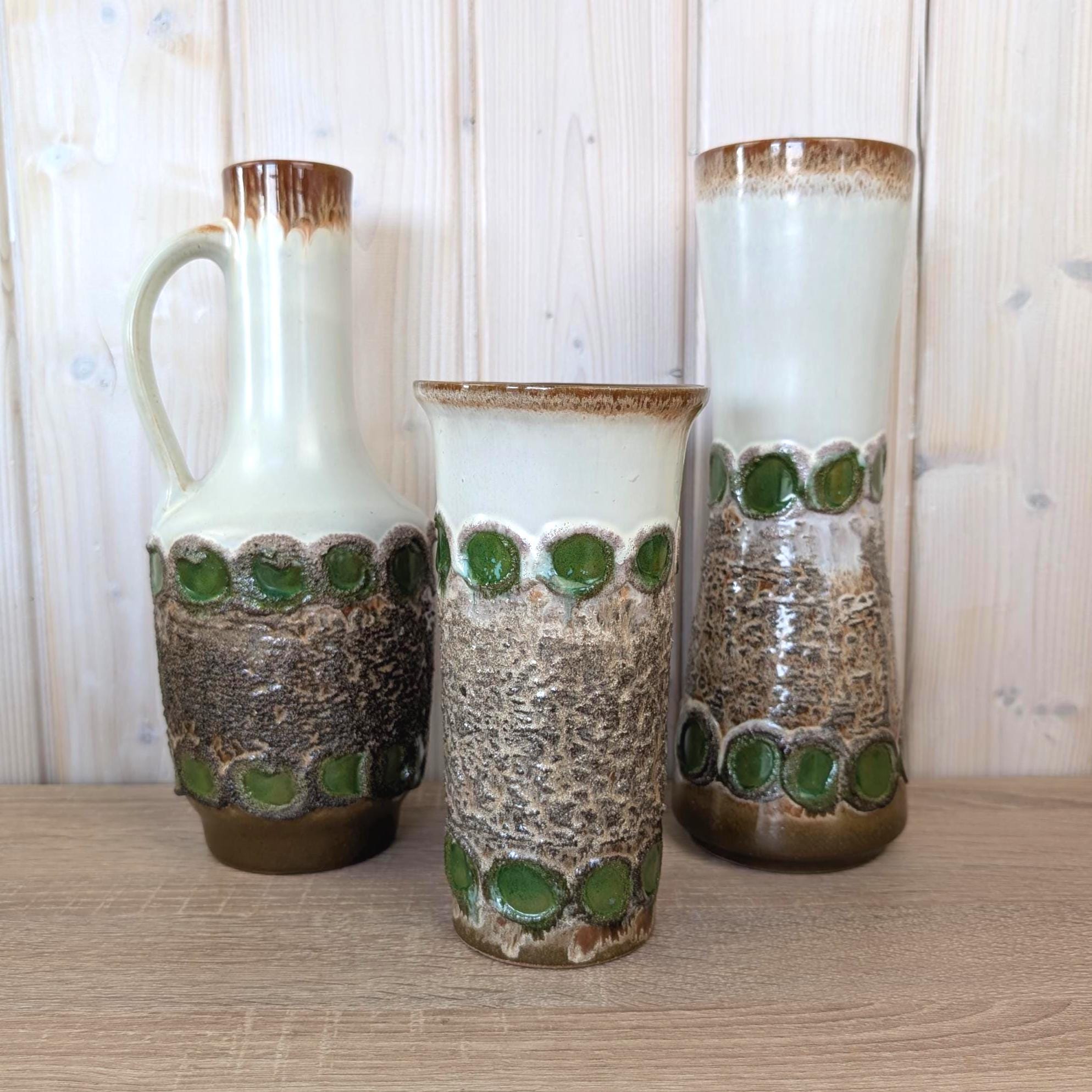 Strehla DDR Vase Green Lava Glaze Fat Lava, 1960s, Choose Your Variant