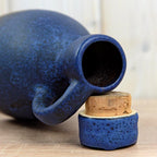 Ruscha 312 Vintage West German Pottery Jug with Stopper, Mid Century Blue Ceramic Bottle Vase