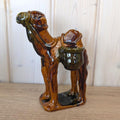 Vintage Italian Earthenware Dromedary Figurine, Glazed Terracotta with Panniers, 1950s