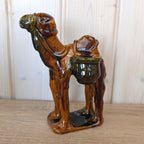 Vintage Italian Earthenware Dromedary Figurine, Glazed Terracotta with Panniers, 1950s