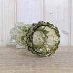 Vintage salbei green glass vase candleholder, Ingrid Glas, textured art glass, Germany, 1970s