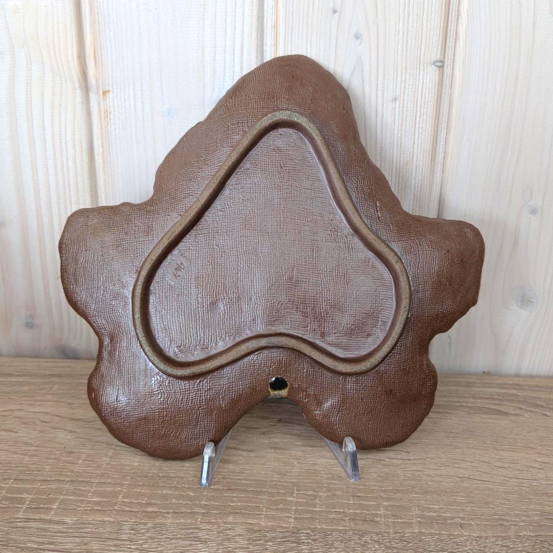 Vintage Ceramic Leaf Dish Set, Studio Pottery, 1970s Nature Inspired Serving Set