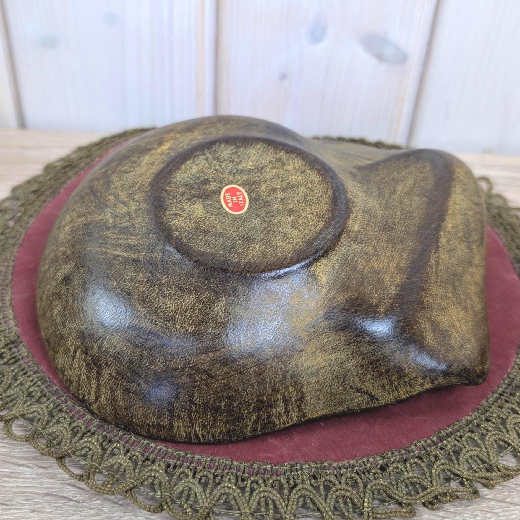 Vintage Italian Gold Ceramic Pipe Rest, Two Compartments, Cork Knocker, Made in Italy, 1960s