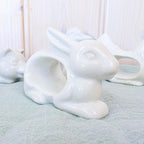 Set of 4 Vintage White Ceramic Napkin Rings, Farm Animals, Rabbit Duck Pig Rooster, Made in Japan, 1970s