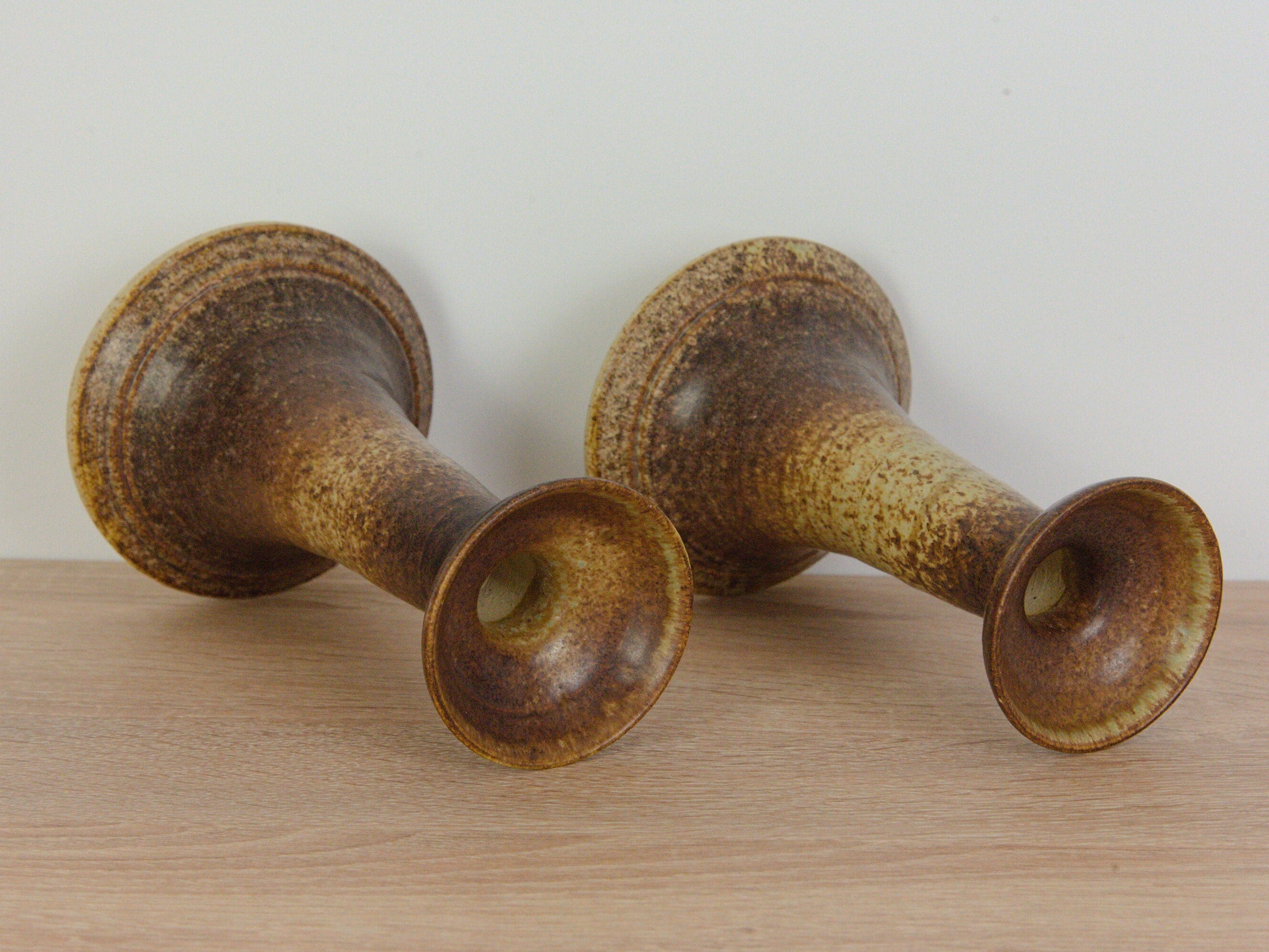 Marco Stentøj Candle Holders Set, Danish Stoneware, Denmark 1970s