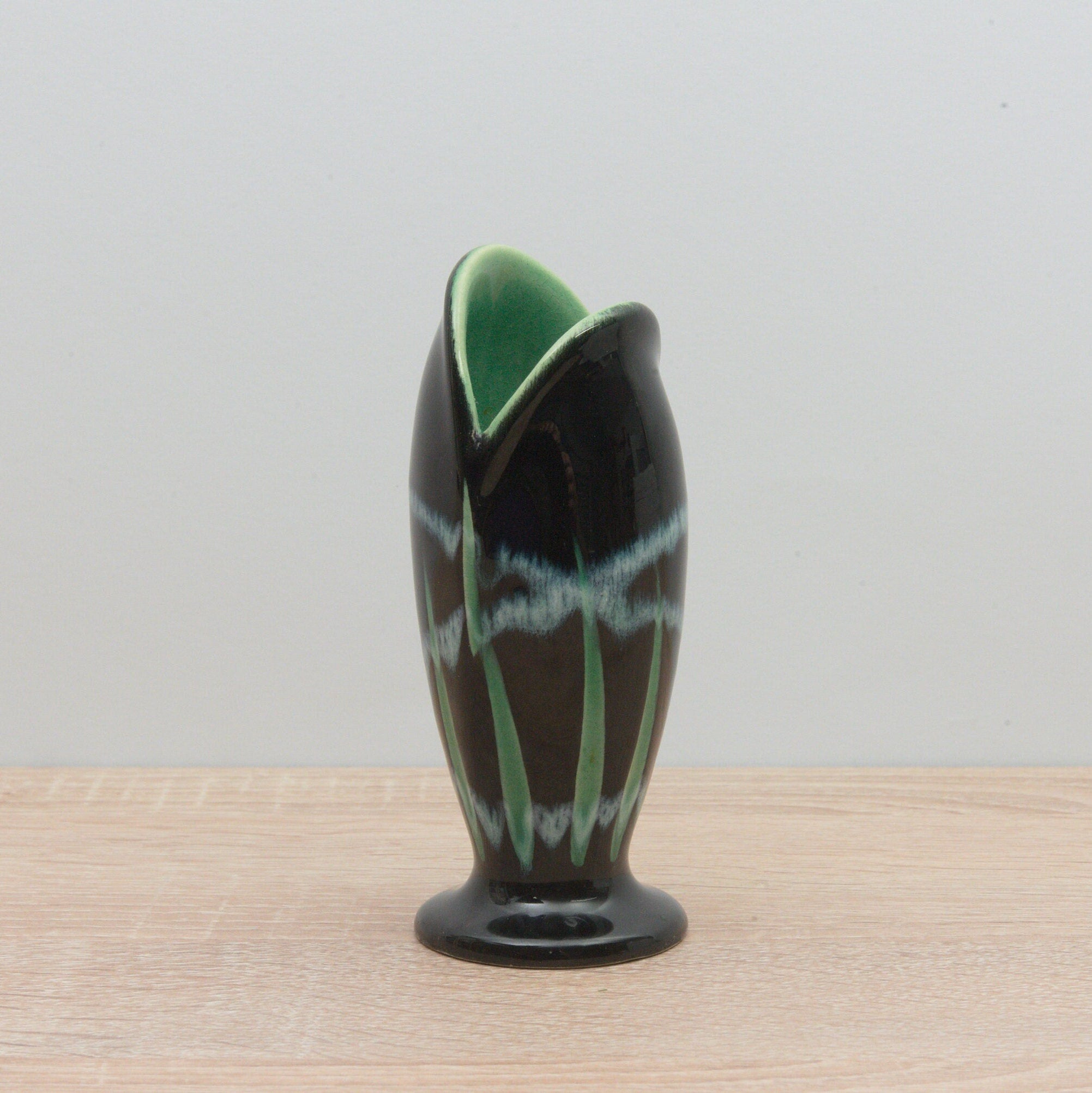 Rare - Scheurich Vase - 234-13 - Black/Green/Blue
