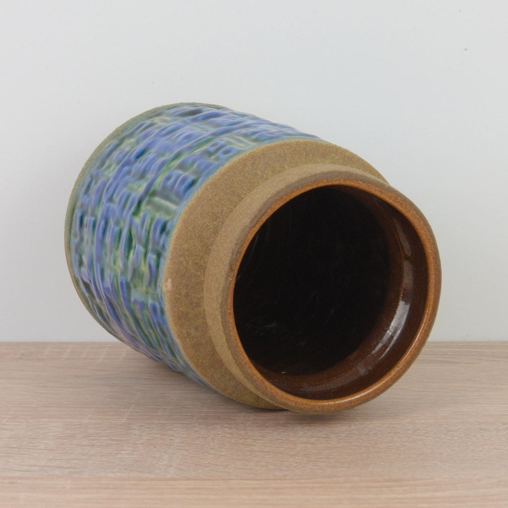Carstens Tonnieshof Vase 1960s, West Germany Pottery, Blue Relief Glaze, Mid Century Ceramic Statement Piece