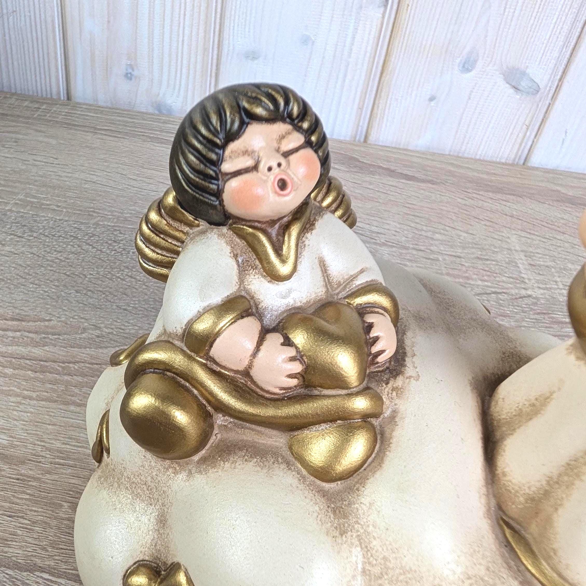 Vintage Thun Carillon Angeli, Angel Music Box, Italian Ceramic, Singing Angels on Cloud, 1980's