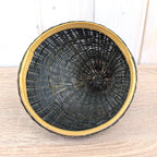 Wicker Bamboo Hen Basket with Lid, Chicken Storage Basket, Red Wood Comb, Glass Eye, Farmhouse Decor, 1970s