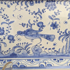 Figcer Portugal Blue White Ceramic Tray, Hand Painted Birds Flowers, Zona de Conimbrica, 1970s
