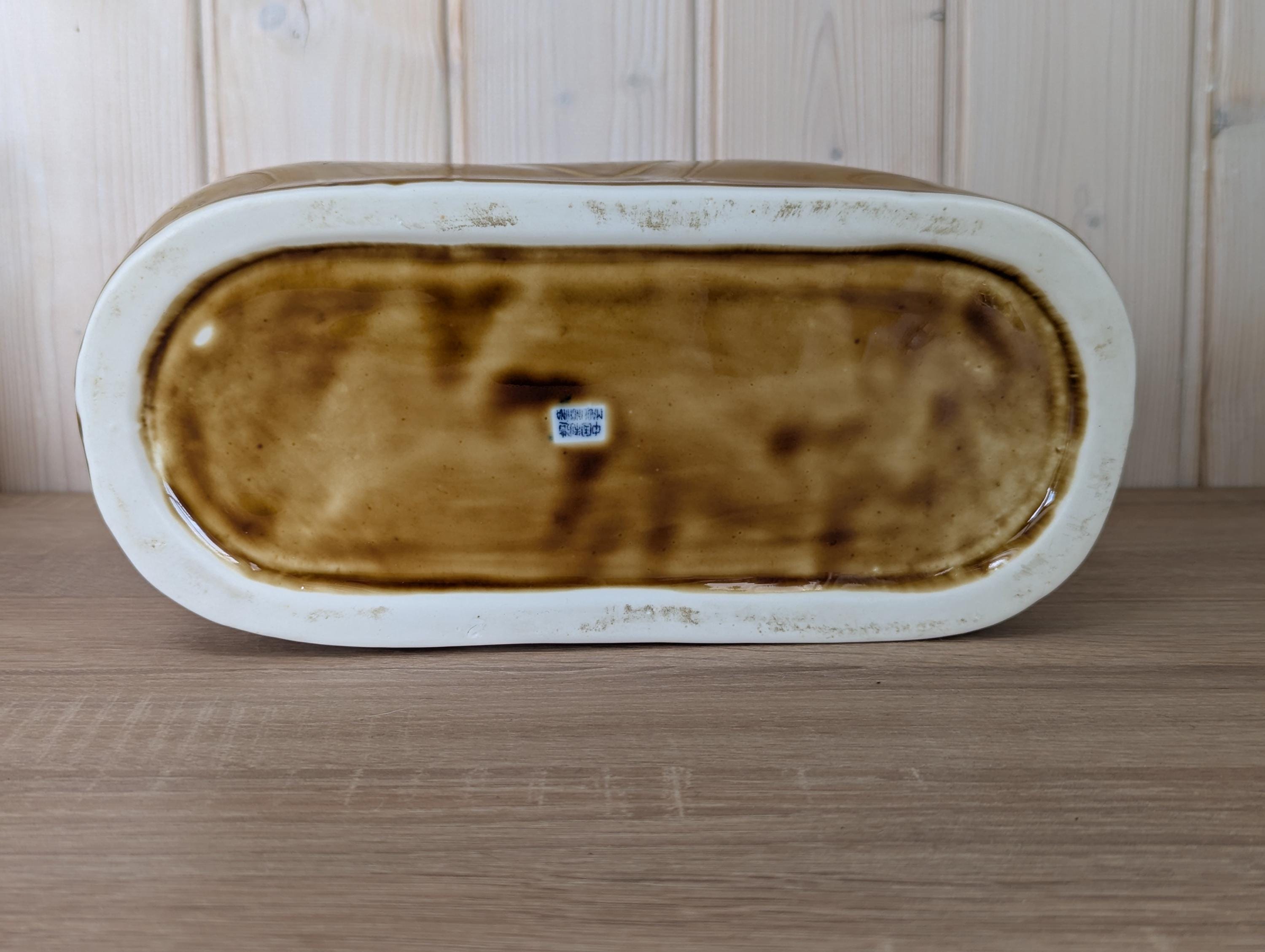 Vintage Ceramic Opium Cat Bed Warmer, Brown Glazed Hot Water Bottle, 1970s