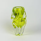 Josef Hospodka Chřibská Art Glass Vase, Uranium Yellow Green, Czech Sommerso, 1960s