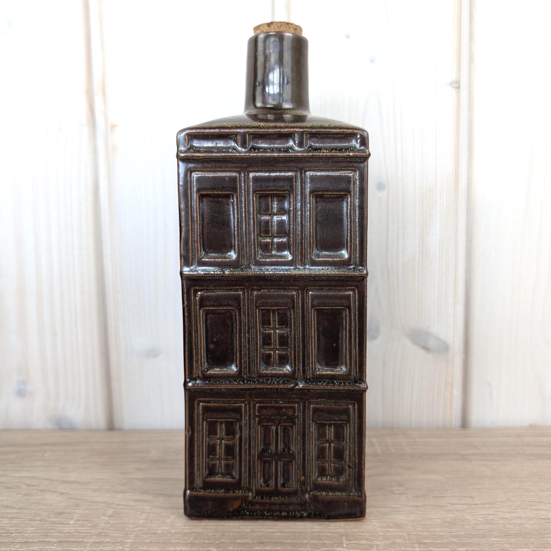 Vintage Ceramic Lighthouse Bottle Kap Arkona 1989, East German DDR Pottery Decanter Schinkelturm Rügen, Collectible Souvenir Vase with Cork