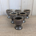 Vintage Grey Stoneware Egg Cups Set of 6, Rustic Ceramic, Mid Century Tableware