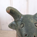 Vintage Mexican Pottery Goat Figurine, Folk Art Bull Terracotta Sculpture, Handmade Mexico, 1960s