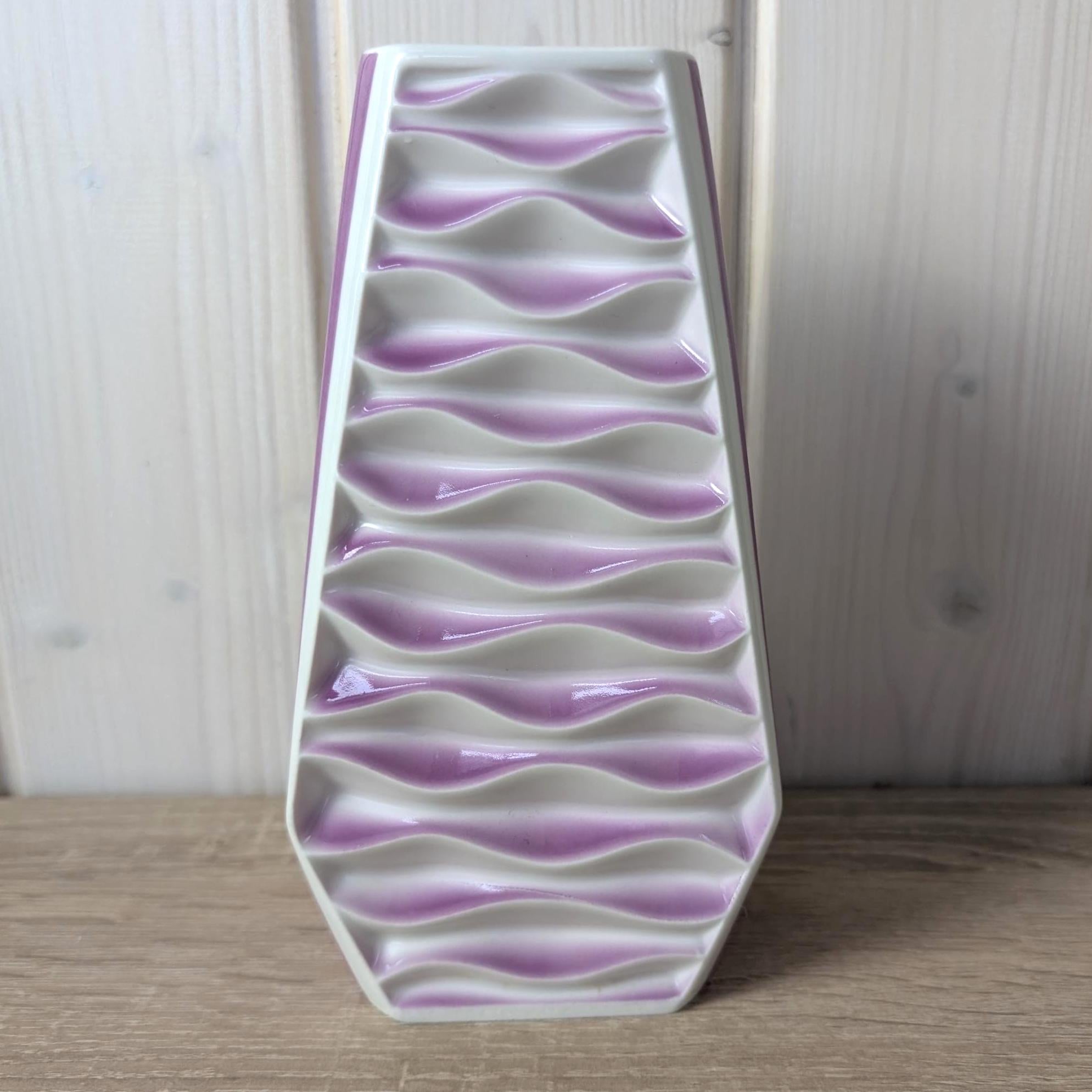 Rare Purple Relief Vase, Porcelain Plankenhammer Flos Bavaria, Mid Century