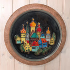 Colorful Majolica Wall Plate Moscow Cityscape, West German Style, Possibly Karlsruhe 1960s Numbered 7661