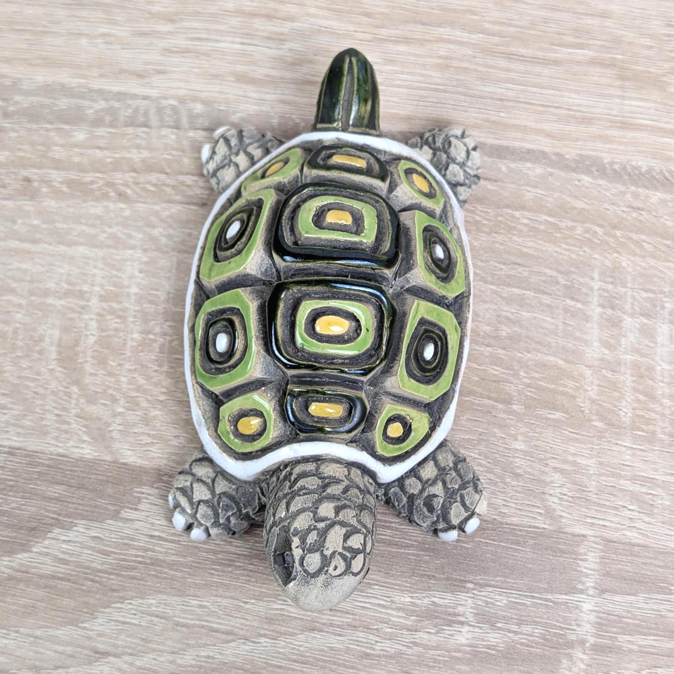 Artesania Rinconada Turtle Figurines, Ceramic Uruguay Set, Hand Painted, Vintage 1970s