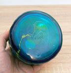 Mdina Blue Summer Glass Vase, Signed Sand and Sea Collection, Malta Studio Art Glass 1970s