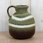 Steuler 514-15 Vintage West German Pottery Jug, Mid Century Ceramic Pitcher Green Brown Glaze