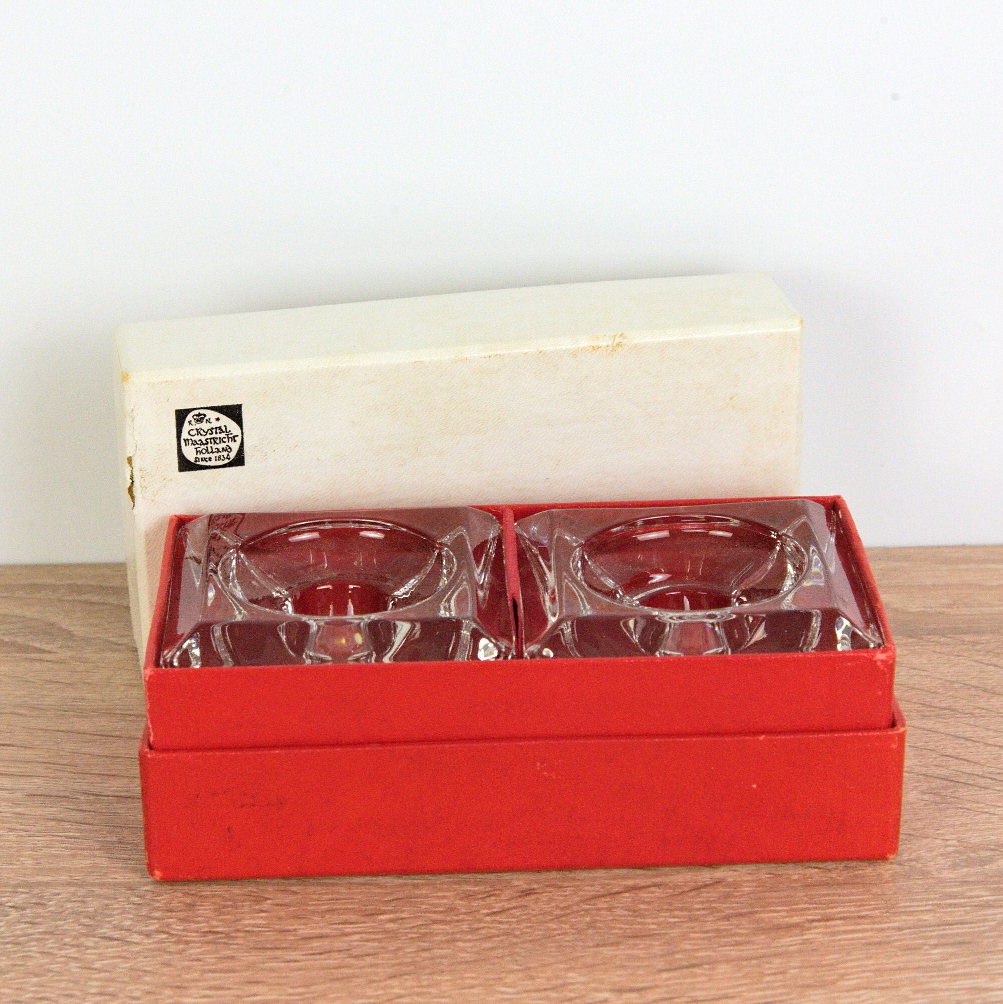 Vintage Maastricht Crystal Candlestick/Tealight Holder - 1960s Netherlands