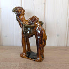 Vintage Italian Earthenware Dromedary Figurine, Glazed Terracotta with Panniers, 1950s