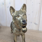 Vintage Brass German Shepherd Figurine, Solid Brass Dog Sculpture, Hand Cast, 1970s