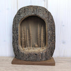 Hand Carved Forest Diorama, Black Forest Wood Scene, Mid Century
