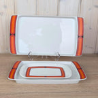 Arzberg Sizilia 3000 Serving Platter Set, Hans Theo Baumann, Orange Red, 1970s German Porcelain, Free Small Dish