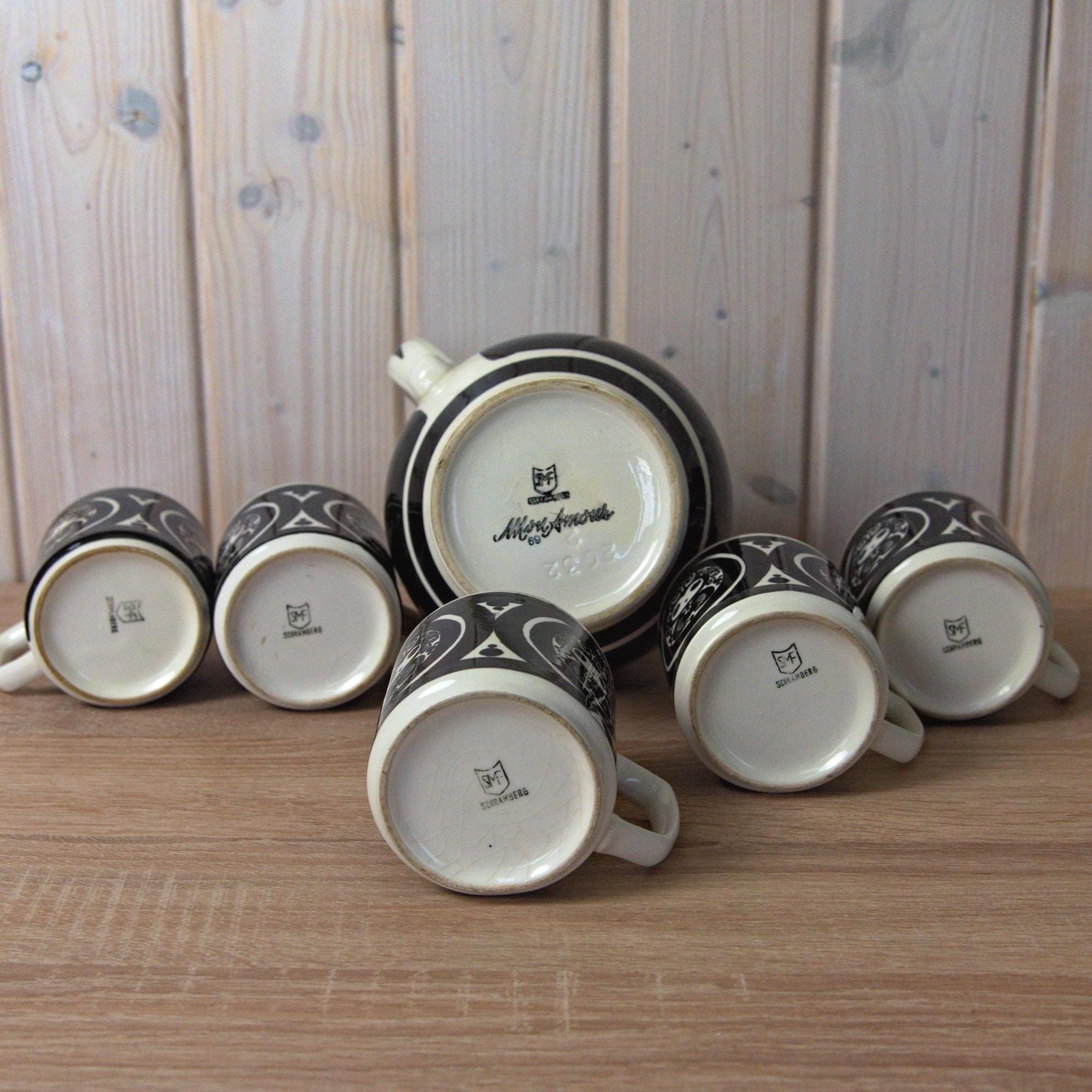 Mon Amour Schramberg Pitcher with Six Cups Germany Vintage